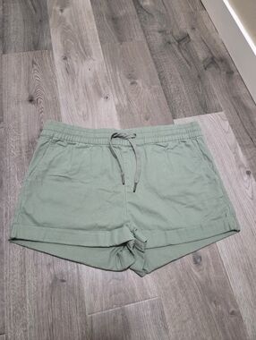 Retrod Cotton Blend Drawstring Lounge Shorts in Sage Green
